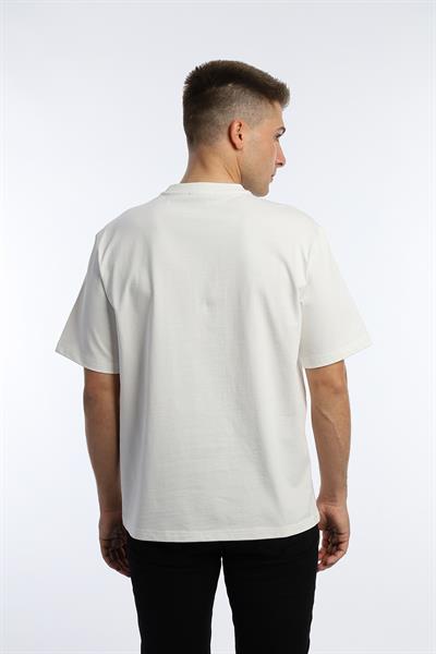 Erkek Oversize Fit Bisiklet Yaka Basic Tişört Beyaz
