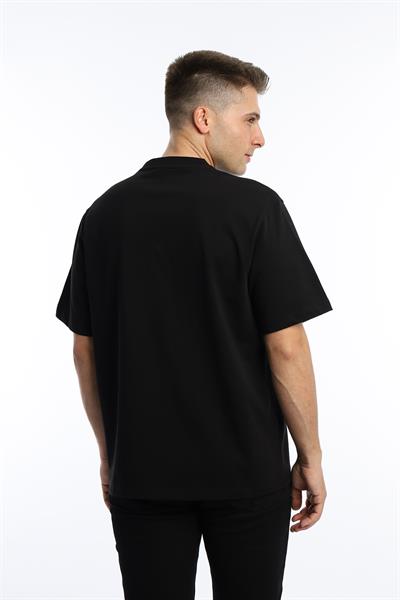 Erkek Oversize Fit Bisiklet Yaka Basic Tişört Siyah