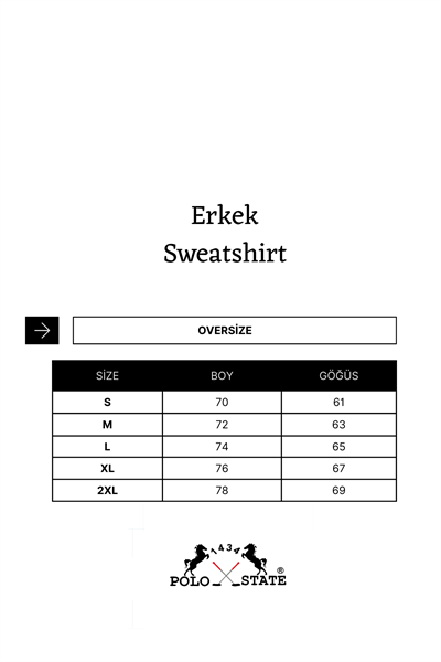 Erkek Oversize Kapüşonlu Kanguru Cepli 3 İplik İçi Polarlı Kar Melanj Sweatshirt