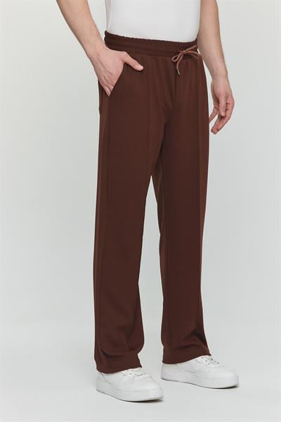 Erkek Palazzo Baggy Rahat Pantolon Kahverengi