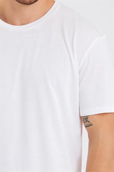 Erkek Pamuk Modal Oversize T-shirt Beyaz