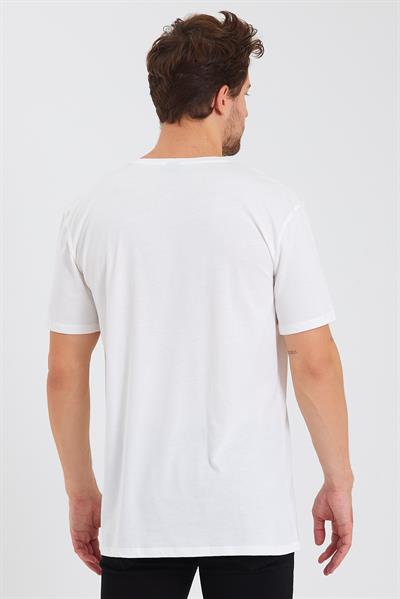 Erkek Pamuk Modal Oversize T-shirt Beyaz
