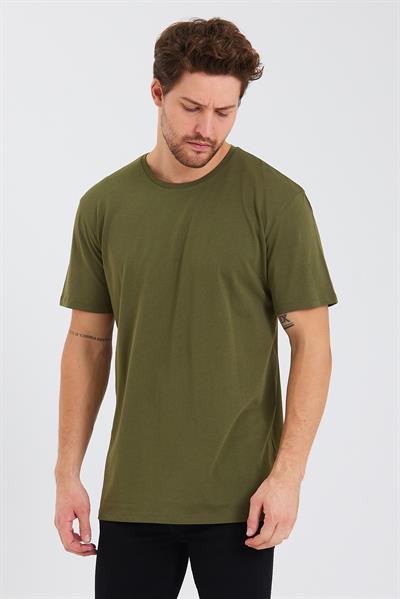 Erkek Pamuk Modal Oversize T-shirt Haki
