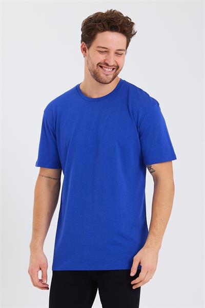 Erkek Pamuk Modal Oversize T-shirt Saks
