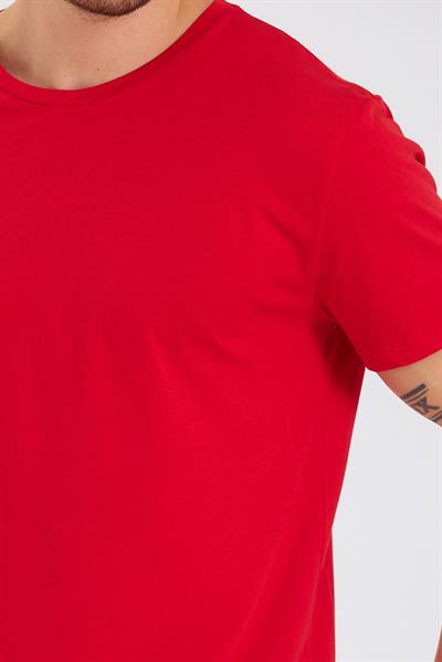 Erkek Pamuk Modal Regular Fit T-shirt Kırmızı