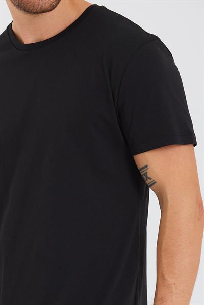 Erkek Pamuk Modal Regular Fit T-shirt Siyah