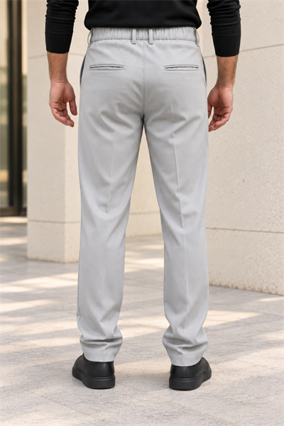 Erkek Pamuklu Likralı Regular Fit Kumaş Pantolon - Gri Gri