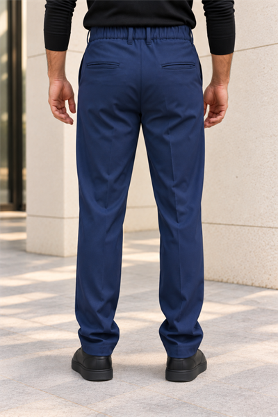 Erkek Pamuklu Likralı Regular Fit Kumaş Pantolon - Lacivert Lacivert