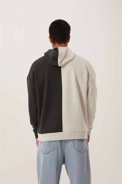 Erkek Parçalı 3 İplik Sweatshirt Beyaz
