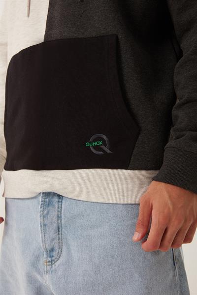 Erkek Parçalı 3 İplik Sweatshirt Beyaz