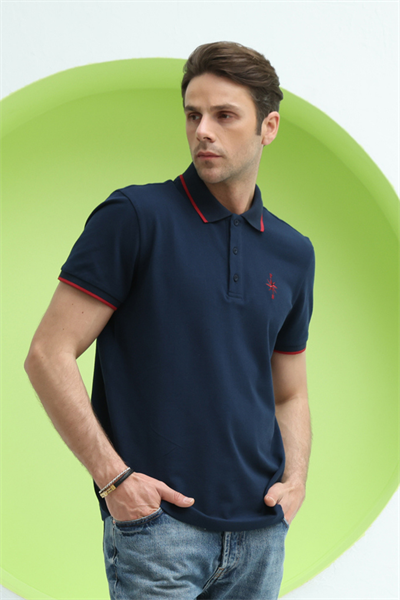 Erkek Polo Yaka Regular Fit T-Shirt Lacivert