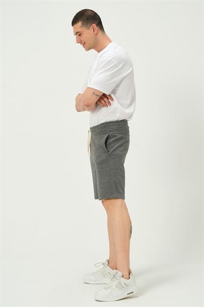 Erkek Regular Fit 3 İplik Kumaş Şort Antrasit Melanj