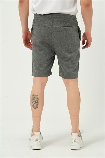 Erkek Regular Fit 3 İplik Kumaş Şort Antrasit Melanj