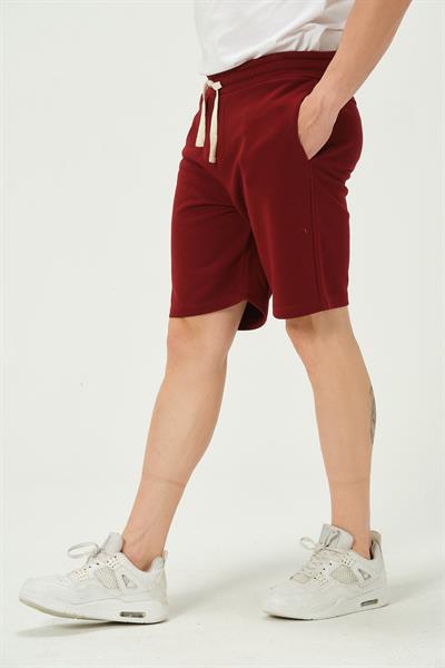 Erkek Regular Fit 3 İplik Kumaş Şort Bordo