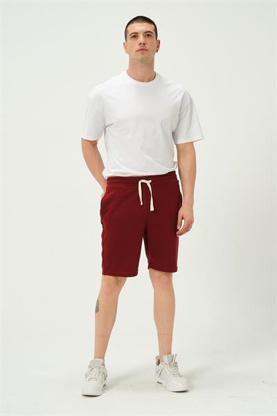 Erkek Regular Fit 3 İplik Kumaş Şort Bordo