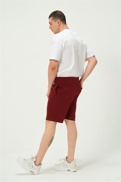 Erkek Regular Fit 3 İplik Kumaş Şort Bordo