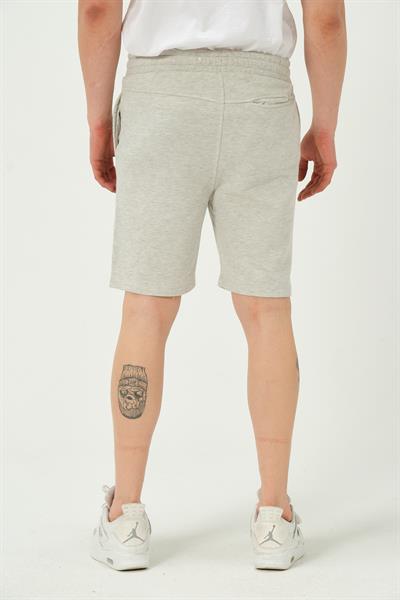 Erkek Regular Fit 3 İplik Kumaş Şort Gri Melanj