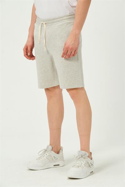 Erkek Regular Fit 3 İplik Kumaş Şort Gri Melanj