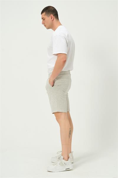 Erkek Regular Fit 3 İplik Kumaş Şort Gri Melanj