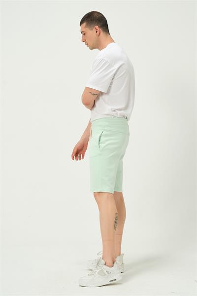 Erkek Regular Fit 3 İplik Kumaş Şort Su Yeşili