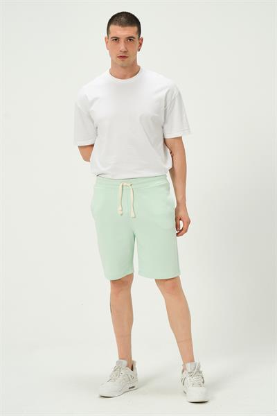 Erkek Regular Fit 3 İplik Kumaş Şort Su Yeşili