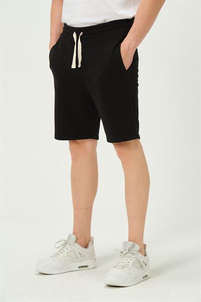 Erkek Regular Fit 3 İplik Kumaş Şort Siyah