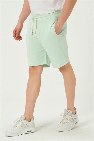 Erkek Regular Fit 3 İplik Kumaş Şort Su Yeşili