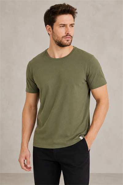 Erkek Regular Fit Bisiklet Yaka Basic 5li Tişört Paketi – Siyah-Antrasit-Turuncu-Saks-Haki