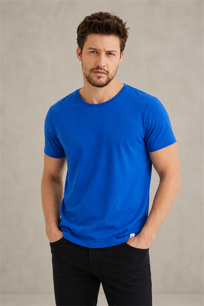 Erkek Regular Fit Bisiklet Yaka Basic 5li Tişört Paketi – Siyah-Antrasit-Turuncu-Saks-Haki