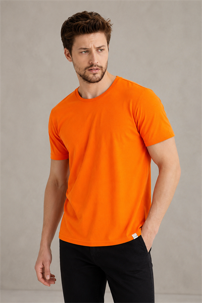 Erkek Regular Fit Bisiklet Yaka Basic 5li Tişört Paketi – Siyah-Antrasit-Turuncu-Saks-Haki
