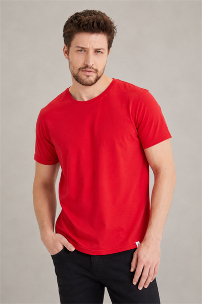 Erkek Regular Fit Bisiklet Yaka Basic 5li Tişört Paketi – Siyah-Beyaz-Kırmızı-Mavi-İndigo