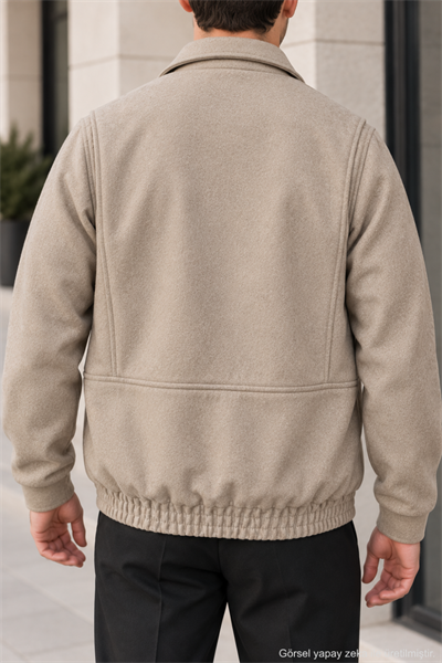Erkek Regular Fit Kaşe Dokulu Düğmeli Ceket - Vizon Vizon