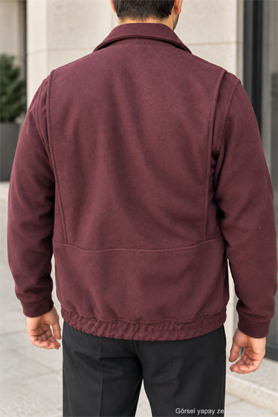 Erkek Regular Fit Kaşe Dokulu Düğmeli Ceket - Bordo Bordo