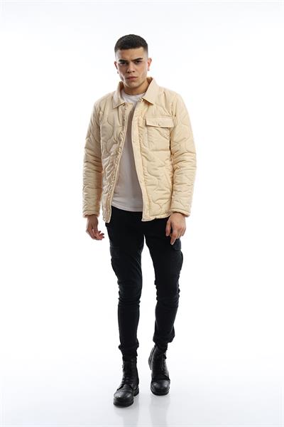 Erkek Regular Fit Kapitone Mont Ekru