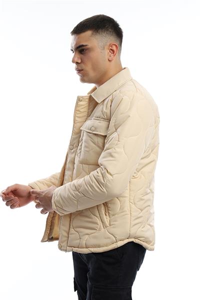 Erkek Regular Fit Kapitone Mont Ekru