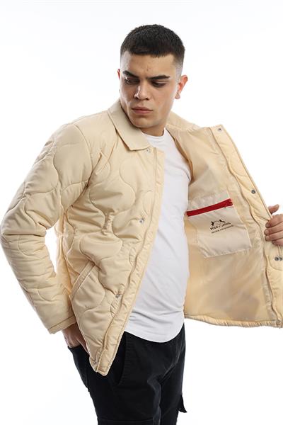 Erkek Regular Fit Kapitone Mont Ekru