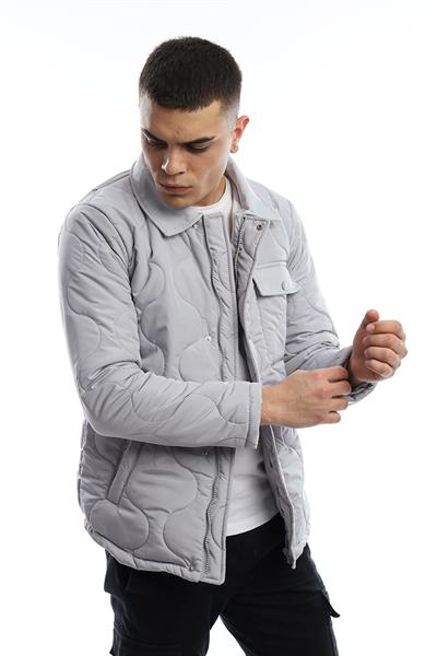 Erkek Regular Fit Kapitone Mont Gri