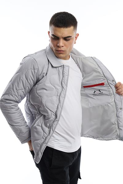 Erkek Regular Fit Kapitone Mont Gri