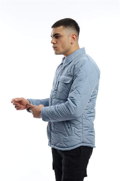 Erkek Regular Fit Kapitone Mont Mavi