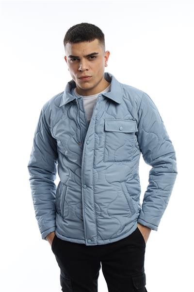 Erkek Regular Fit Kapitone Mont Mavi