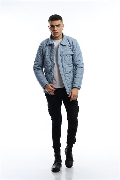 Erkek Regular Fit Kapitone Mont Mavi