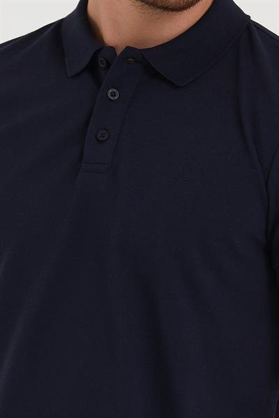 Erkek Regular Fit Polo Yaka Nakışlı T-shirt  Lacivert