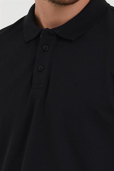 Erkek Regular Fit Polo Yaka Nakışlı T-shirt  Siyah