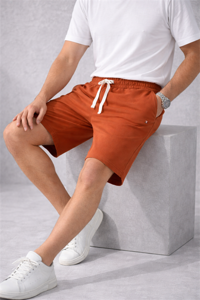 Erkek Taba Basic Lastikli Bağcıklı Regular Fit Şort