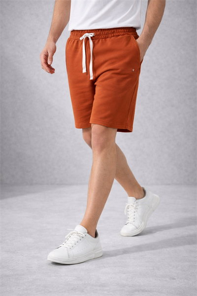 Erkek Taba Basic Lastikli Bağcıklı Regular Fit Şort