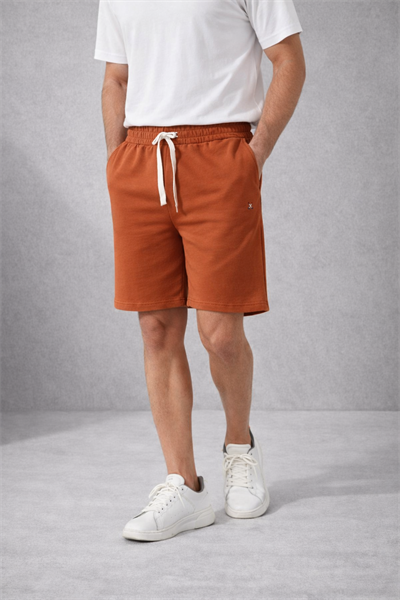 Erkek Taba Basic Lastikli Bağcıklı Regular Fit Şort
