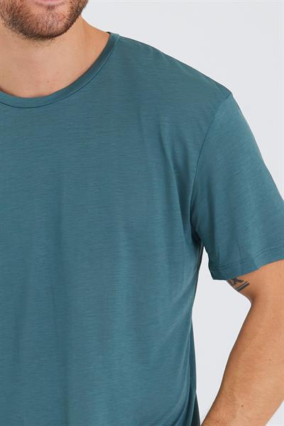 Erkek Tencel Kumaş Oversize T-shırt Nefti
