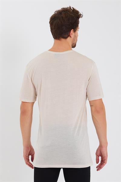 Erkek Tencel Kumaş Oversize T-shırt Taş