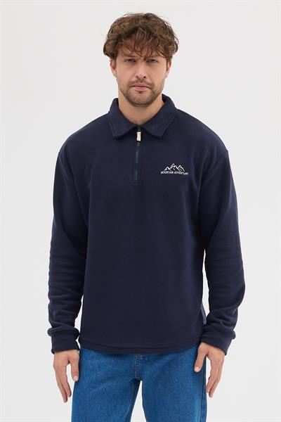 Erkek Tüylenme Yapmayan Soğuk Geçirmez Sweatshirt Lacivert