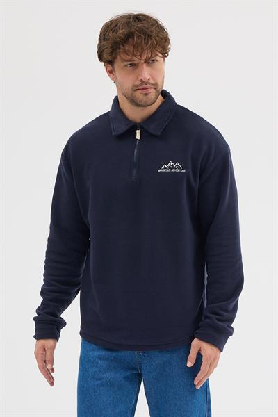 Erkek Tüylenme Yapmayan Soğuk Geçirmez Sweatshirt Lacivert